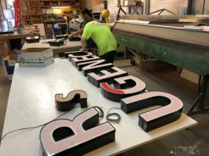 Face Lit Channel letters Being fabricated