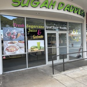 face lit channel letters and window vinyl for Sugah Daddeh's