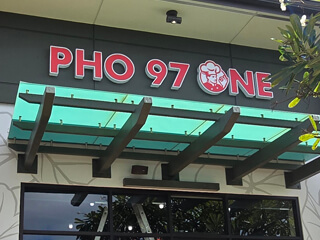 Illuminated channel letter business sign for Pho 97 restaurant in Kapolei Hawaii made by Sign Builders HI